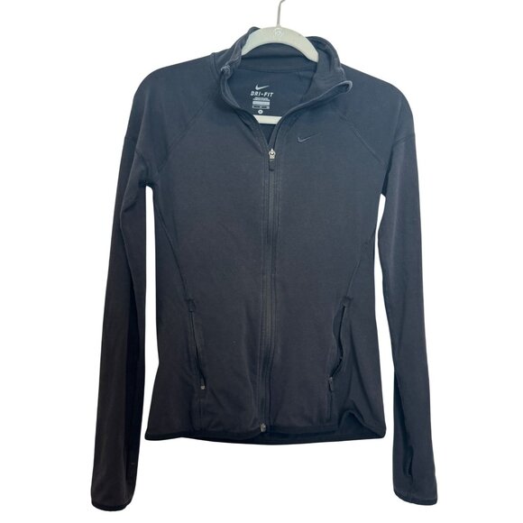 Nike Dri-Fit Full-Zip Womens Small Black Lightweight Training Jacket - Picture 1 of 4